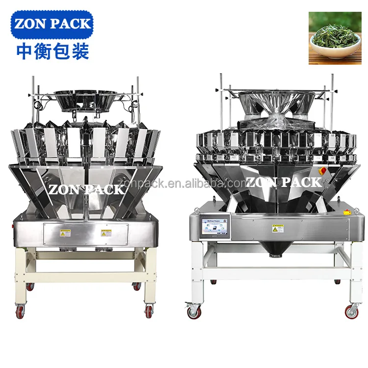 Fully Automatic Salad Weighing Machine 10 14 Mini Multihead Weigher Packing Machine for Nuts Chips