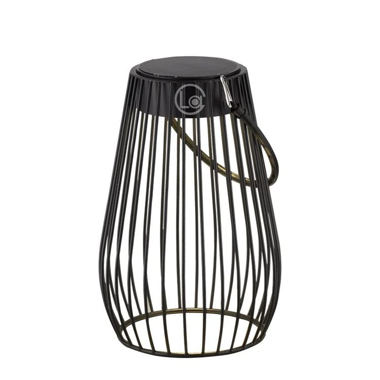 Solar Lantern Black Iron Cage