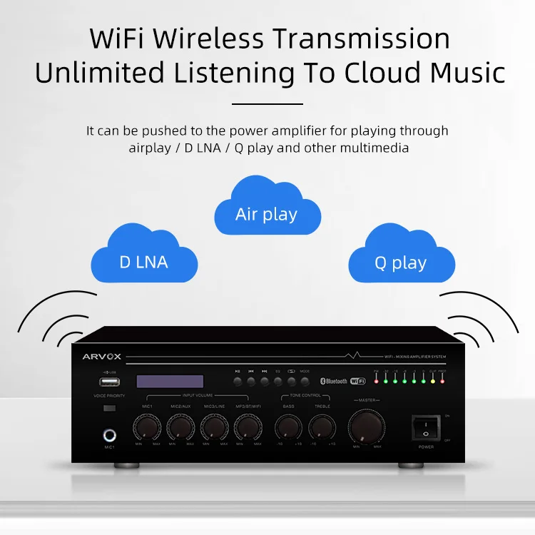 PA5 Mini Ceiling Speaker Mixer Amplifier with Fm Bt Usb Sd Wifi Mp3 Equalyser Microphone Input