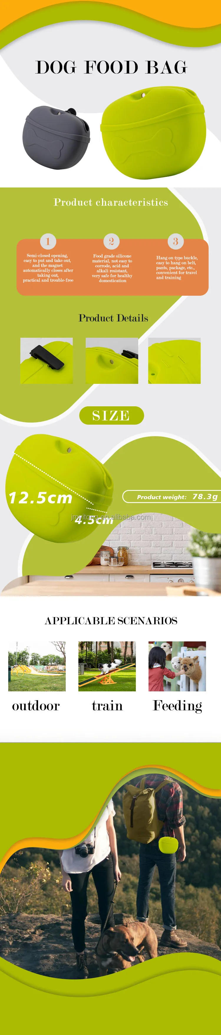 Custom Silicone Dog Treat Pouch Pet Treat Container Training Bag