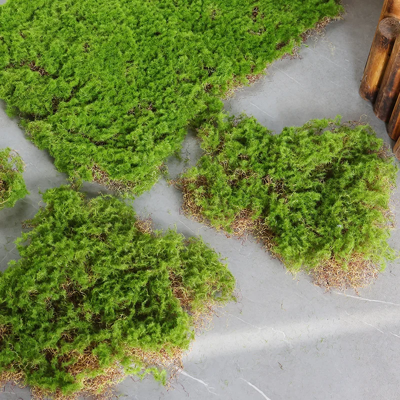 Multisize Artificial Flocking Moss Ornaments Decorative 5 PCS Green Moss for Floral Arrangements Gardens Crafting