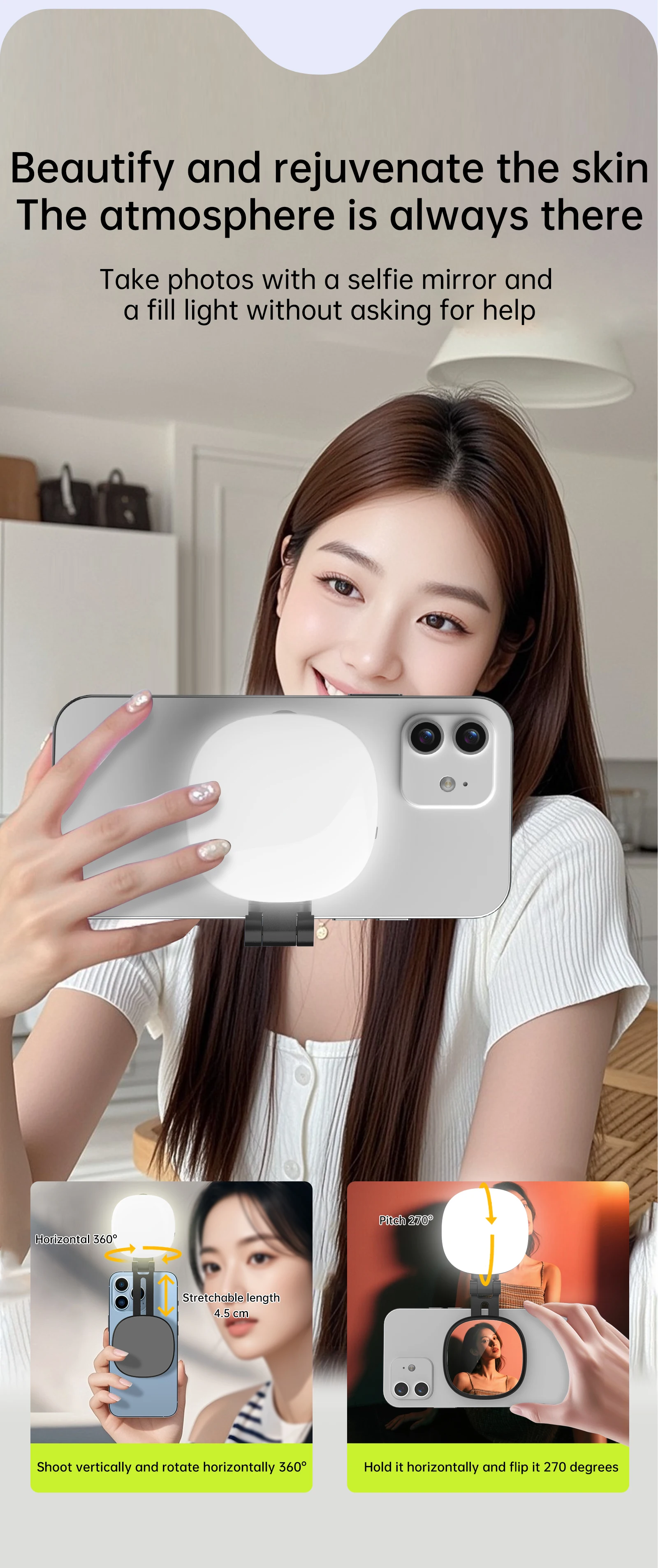 Portable Mini Magnetic LED Light Self-contained Foldable Beauty Photos Brightness Convenient Selfie Photographic Device Light