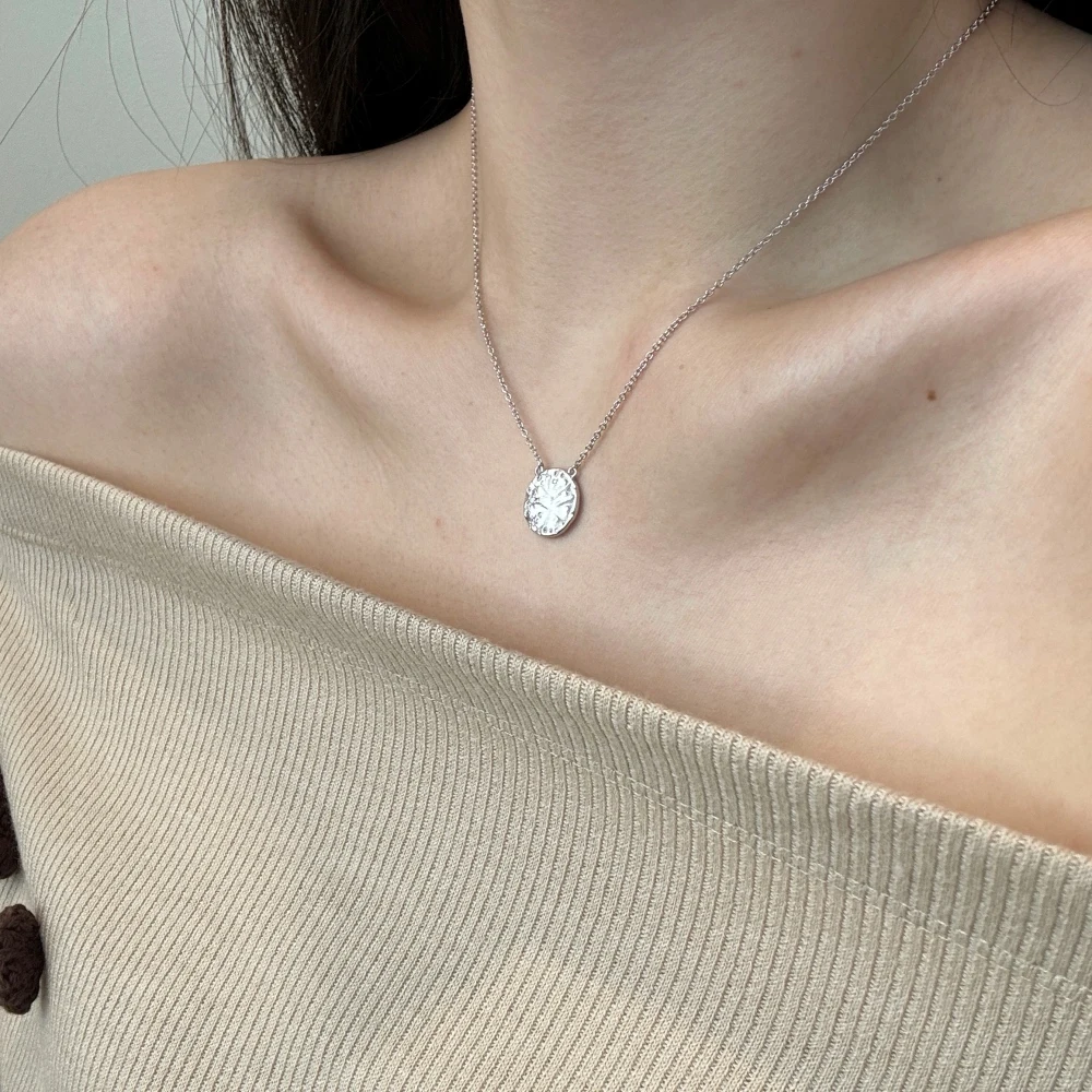 KAKODIY Charming Design Jewelry 925 Sterling Silver AAAAA Grade Zirconia Frosted Finish Round Disc Pendant Necklace detail 8