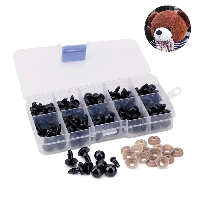 300 occhi di sicurezza in vetro da 2/3/4 mm, fagioli neri, palline per bambole