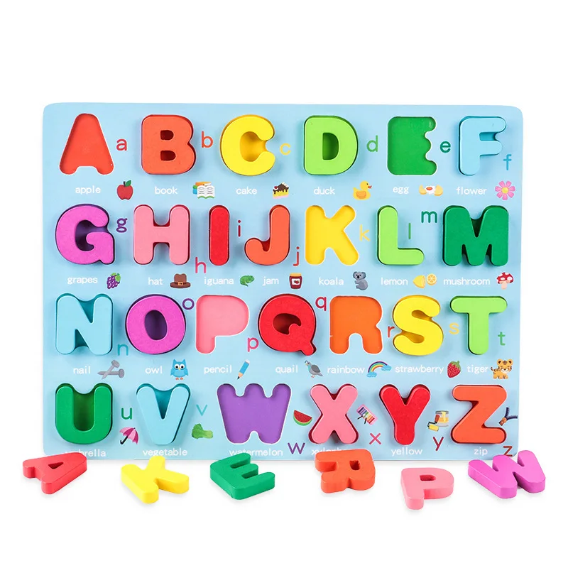 Ideal for Early Educational Learning Puzzle Toys 3 Pcs ivolks Wooden Alphabet Puzzles Board ABC Upper Case Letter and Number for Kids Ages 2 3 4 5 and Up