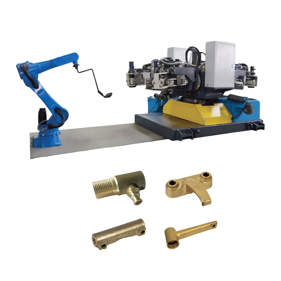 Two Station Servo Synchronous Flipping Automatic Spoon Cleaning Robotic Die Casting Machine for Brass Workpieces