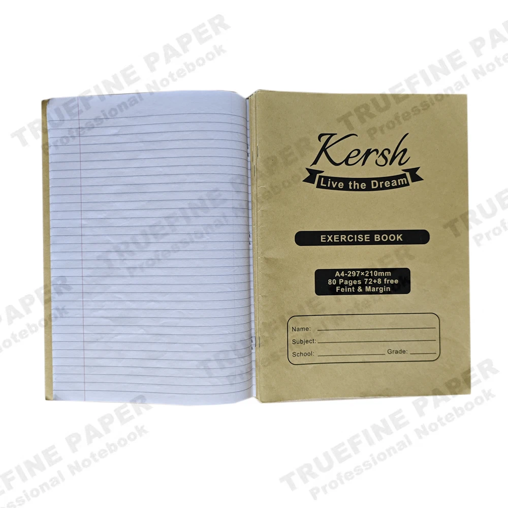 Customized Soft Cover College Student Exercise Book A4 Exercise Book Feint & Margin 72 Pages