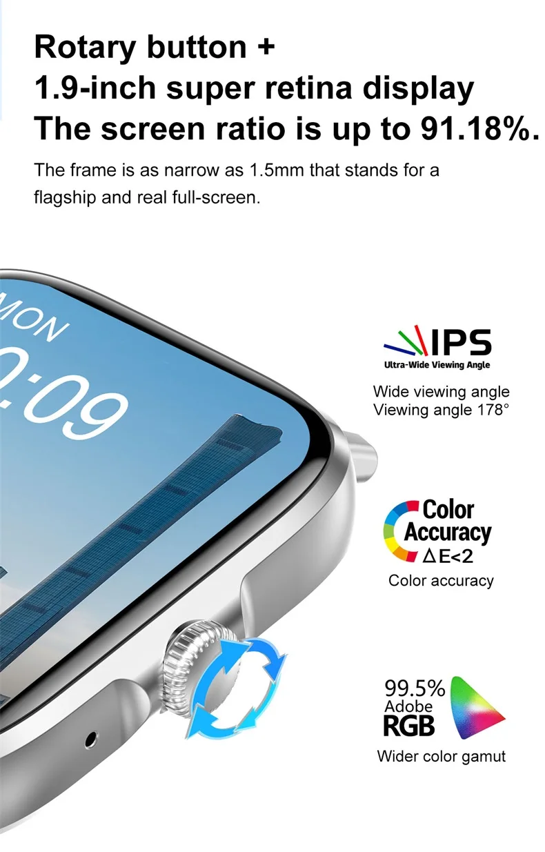 Low Price DT102 Smart Watch with Wireless Charger 1.9 Inch IPS Display IP68 Waterproof Heart Rate Blood Pressure Blood Oxygen NFC Calling Function (4).jpg