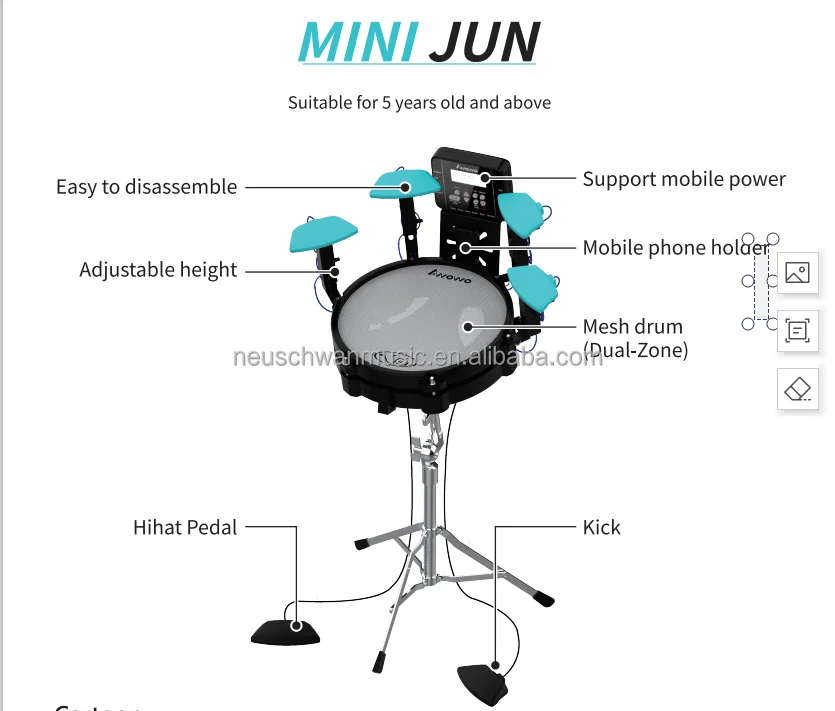Awowo Mini Jun Electronic drum BASIC for kids adults travel 