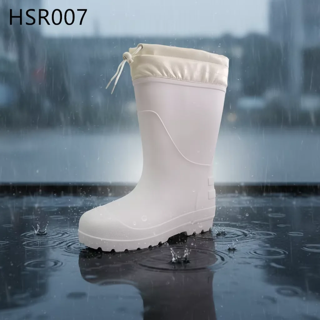 LXG,fishing Wearing White Garden Boots with Drawstring Outdoor Farming Seamless Design Easy to Clean Rain Boots for Sale HSR007