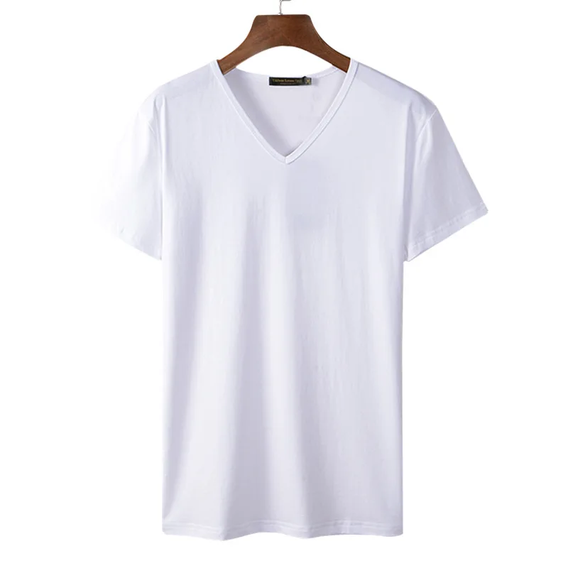 High Quality V Neck T-shirt Camiseta Bulk Oversized T Shirts Tee Modal ...