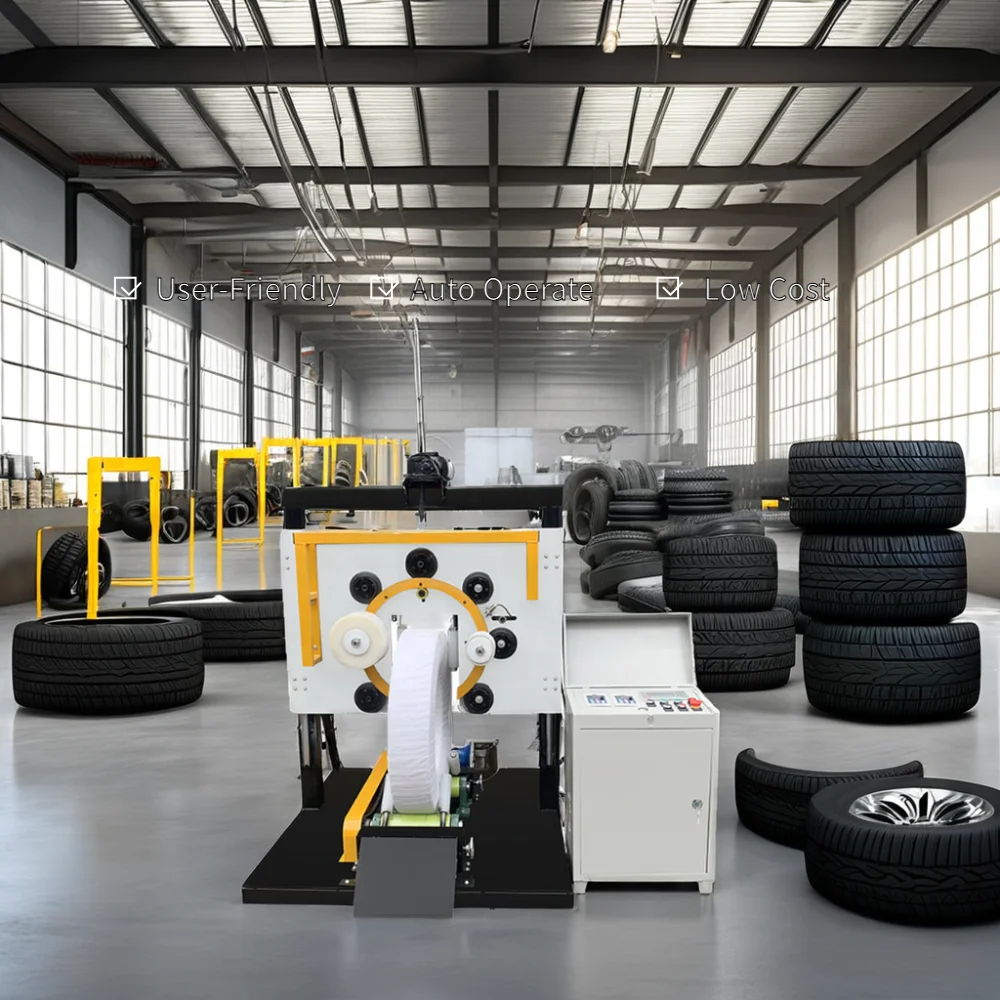 Automatic Vertical Tire/Tyre/Steel Strip Coil/Cable Coil Plastic Film Wrapping Packing Machine with CE