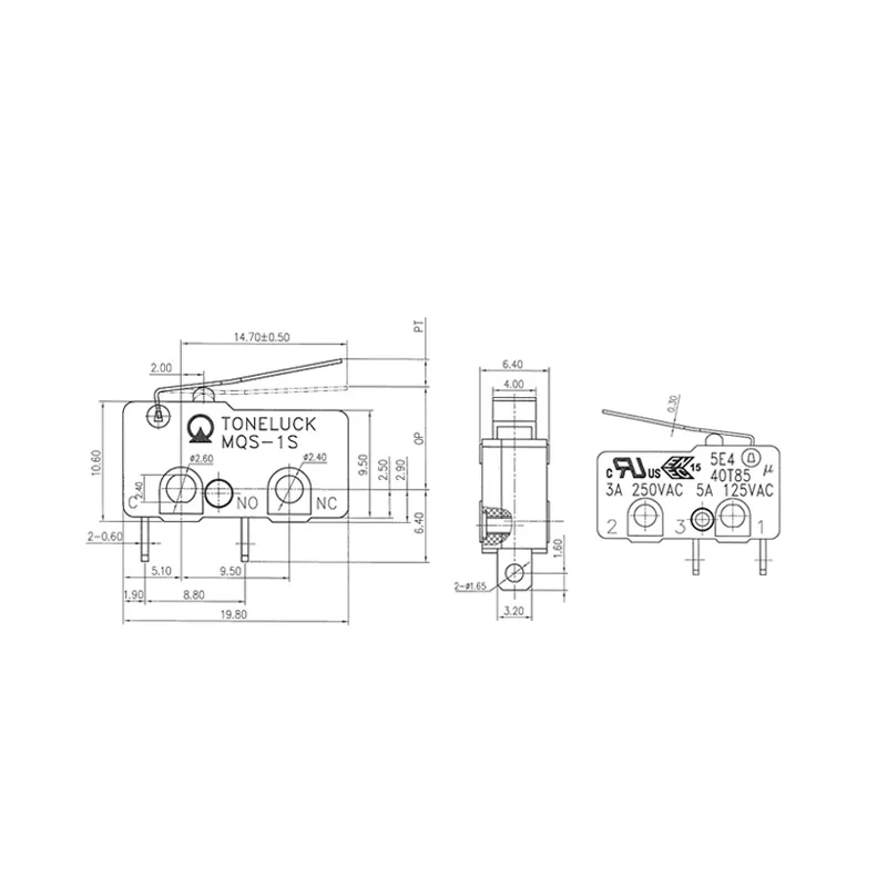 Toneluck Switch Mqs-1s 5a 250v Microswitchs Mini Push Button Micro ...