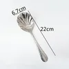 Cuchara de concha con patrón de martillo de plata 304
