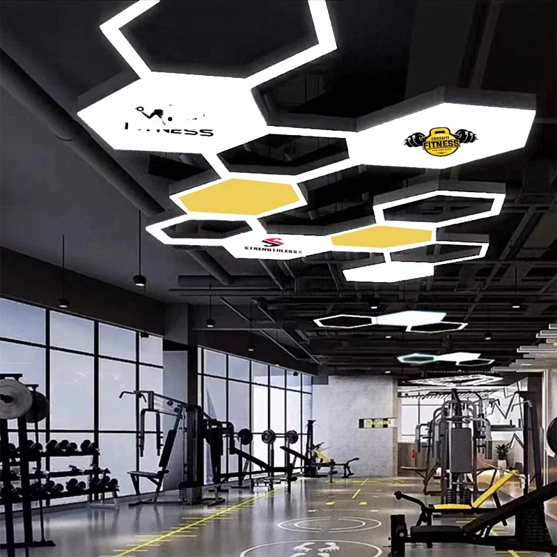 Hexagonal Iron Pendant Light LED Creative Honeycomb Shape Lamp Billiard Hall Internet Cafe Gym Lounge Ambient Light High