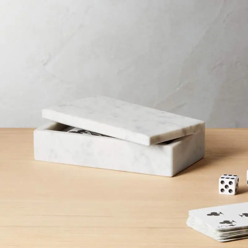 Christmas Gift White Marble Storage Holders Tanks Box With Stone Lid