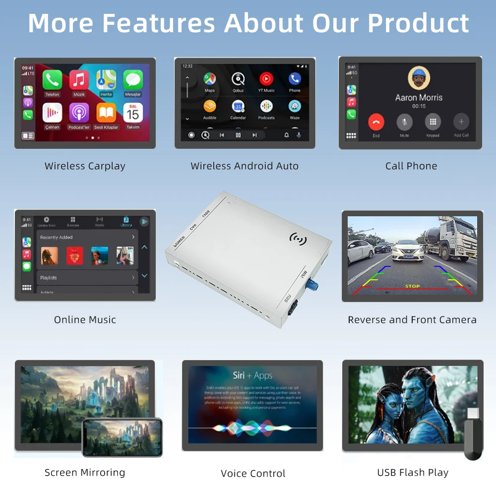 Car Retrofit Front and Rear Camera Interface Android Auto System for Audi A4 B8 AMI MMI for Apple CarPlay