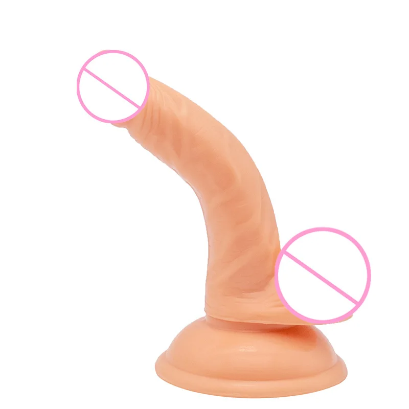 Mini Curved Ultra Small Soft Suction Cup Penis Vestibular Anal Plug Sex Tools Thrusting Dildo 5.2 Inch Insertable