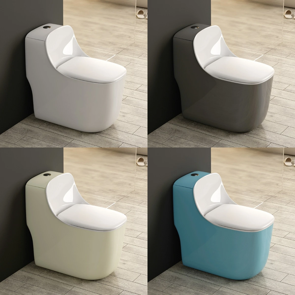 Custom ceramic sanitary ware colored inodoro wc bathroom egg color siphonic toilet floor mounted one piece toilet bowl