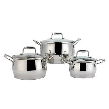 Kitchen Soup Pots Cookware Set Cooking Stock Pot Set With Glass Lid Stainless Steel Casserole