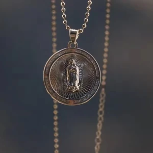 High Quality Best Selling 18K Gold Plated Zircon Jesus Virgin Mary Cross Necklace Custom 925 Sterling Silver Pendants for Men