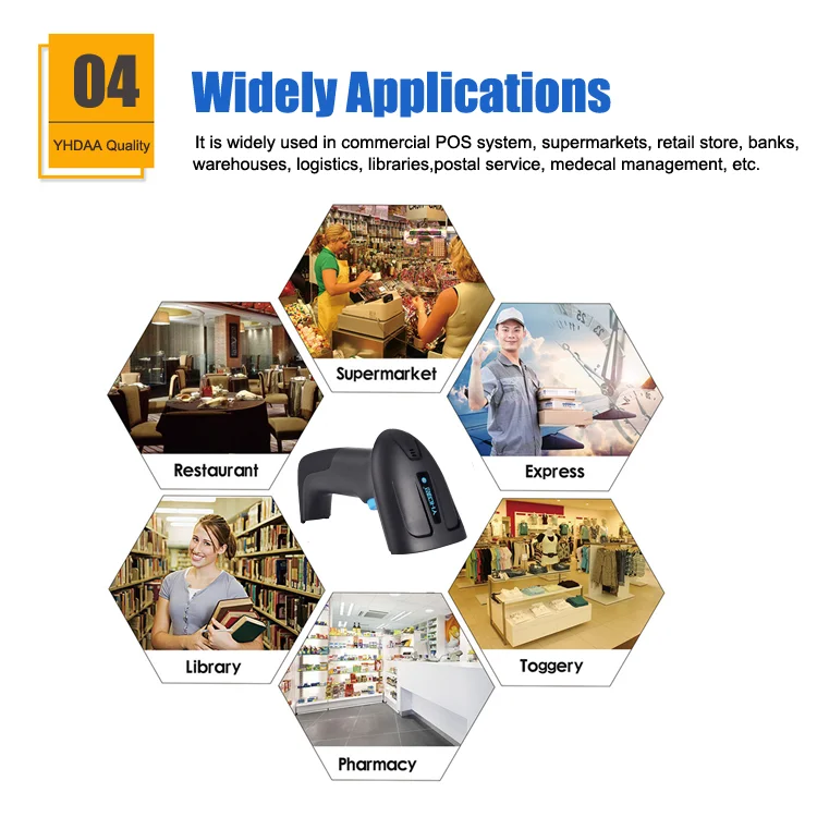 2D Barcode Scanner Wireless Barcode Scanner Data Collector Support Read 1D QR Codes