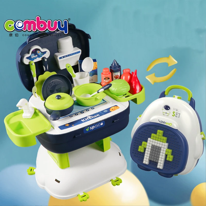 Building Block Backpack Pretend Play Kitchen Toy Set for Children