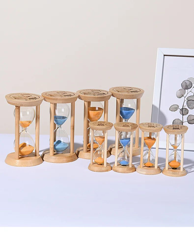 Modern Versatile 3-Minute Wooden Hourglass Handmade Glass for Precise Timing for Home Office Desk Decor Birthday Gifts