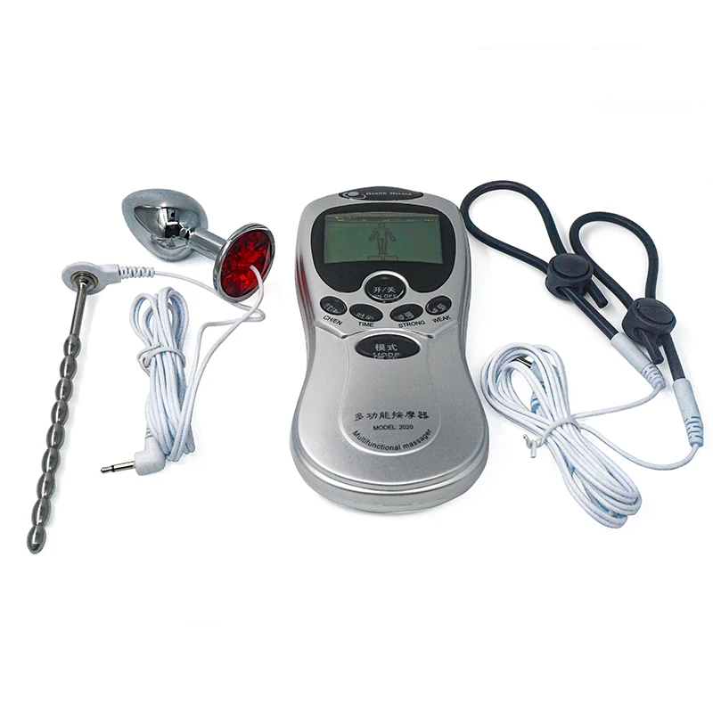 Free Custom Box - Adult Diary Electro Shock Penis Plug Urethral Sound Chastity Catheter Ring Anal Male Masturbator Sex Toys