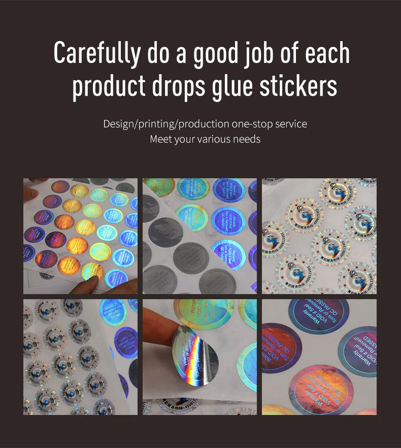 Waterproof Holographic security Self Adhesive round Label Hologram Sticker