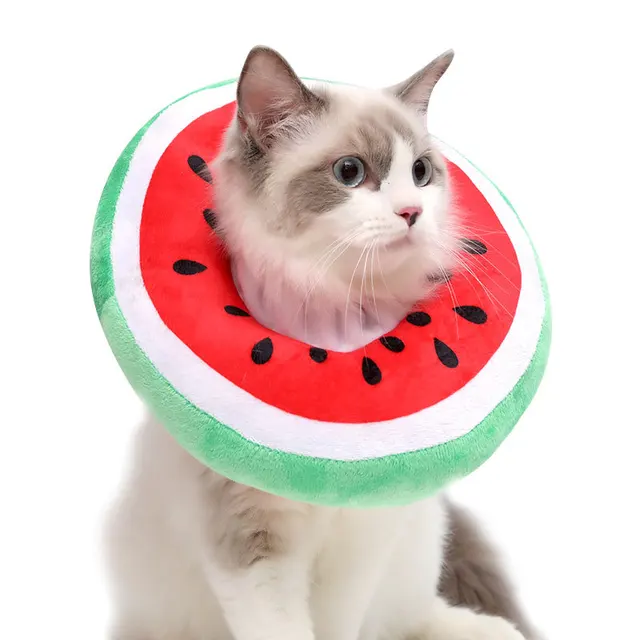 Soft Fruit Cat Recovery Collar Adjustable Lightweight Elizabethan Pet Cone Collar with Protective Print for Post Surgery Use