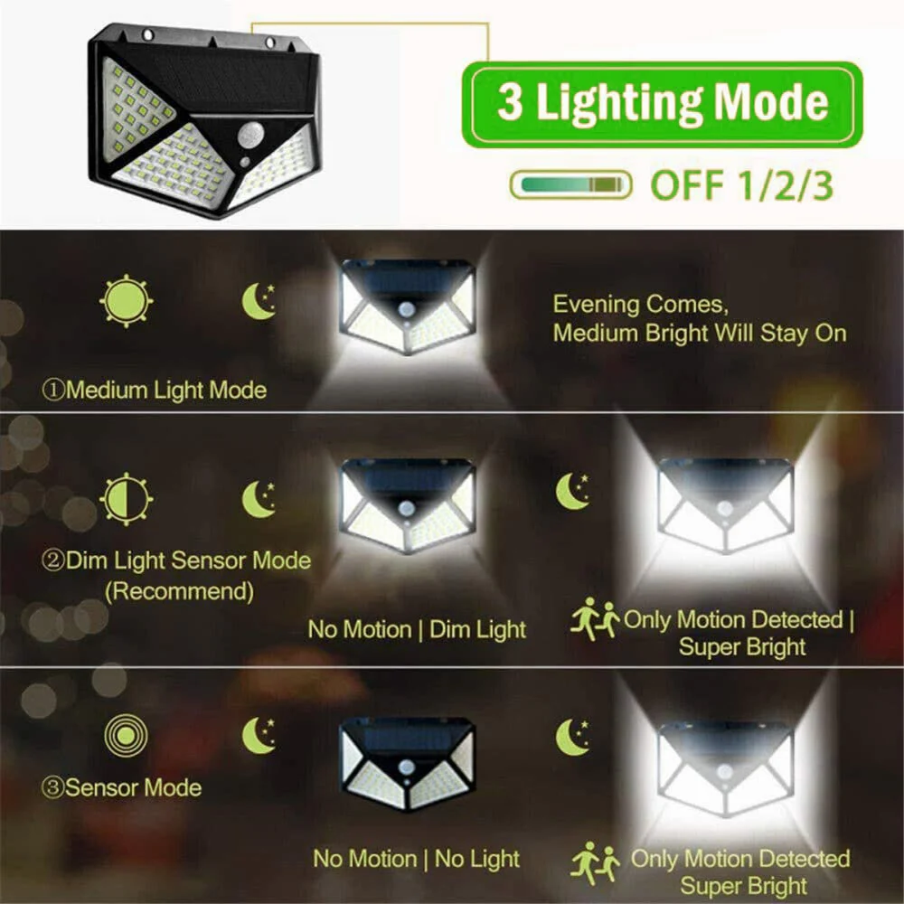 IP65 Waterproof home led solar light PIR motion sensor Outdoor lamp solar security wall light 100 led Solar Lights manufacture