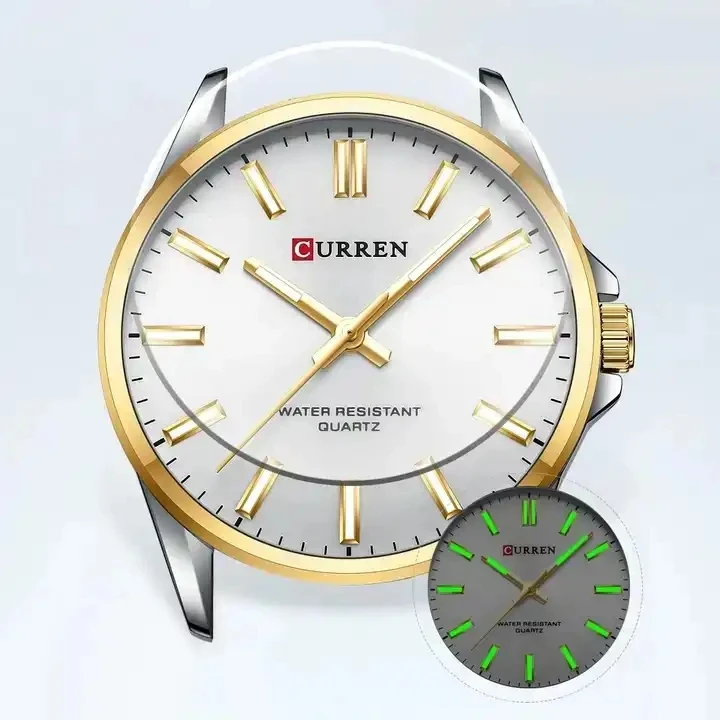 2023 New CURREN 9090 Fashion Simple Watches for Men Business Quartz Luminous Hands Wristwatches Stainless Steel Sport Watch