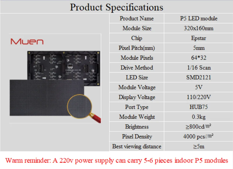 High Resolution P5 SMD LED Panel Display 320x160mm Indoor Module with ...