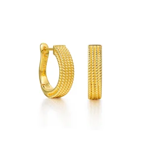 Elegant Vintage 9k Gold Earrings Multi-Layer Geometric Twist Texture Design with Commuter Fashionable Simple Personality Jewelry