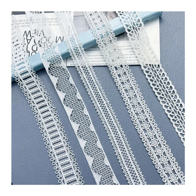 Wholesale Pure White New Designs African High Quality Lace Trim for Lady's Wedding Dress