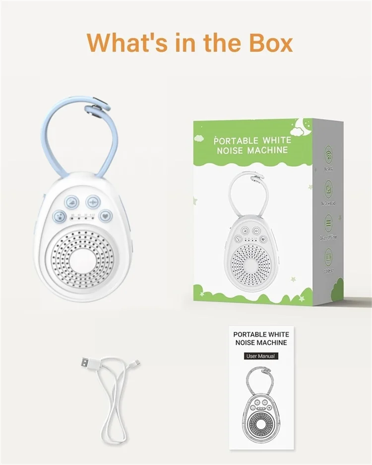 Only 74g 108 Hours Continuous Working 20 Soothing Sounds Kids Baby Sleep Soother White Noise Babies Mini Portable Sound Machine