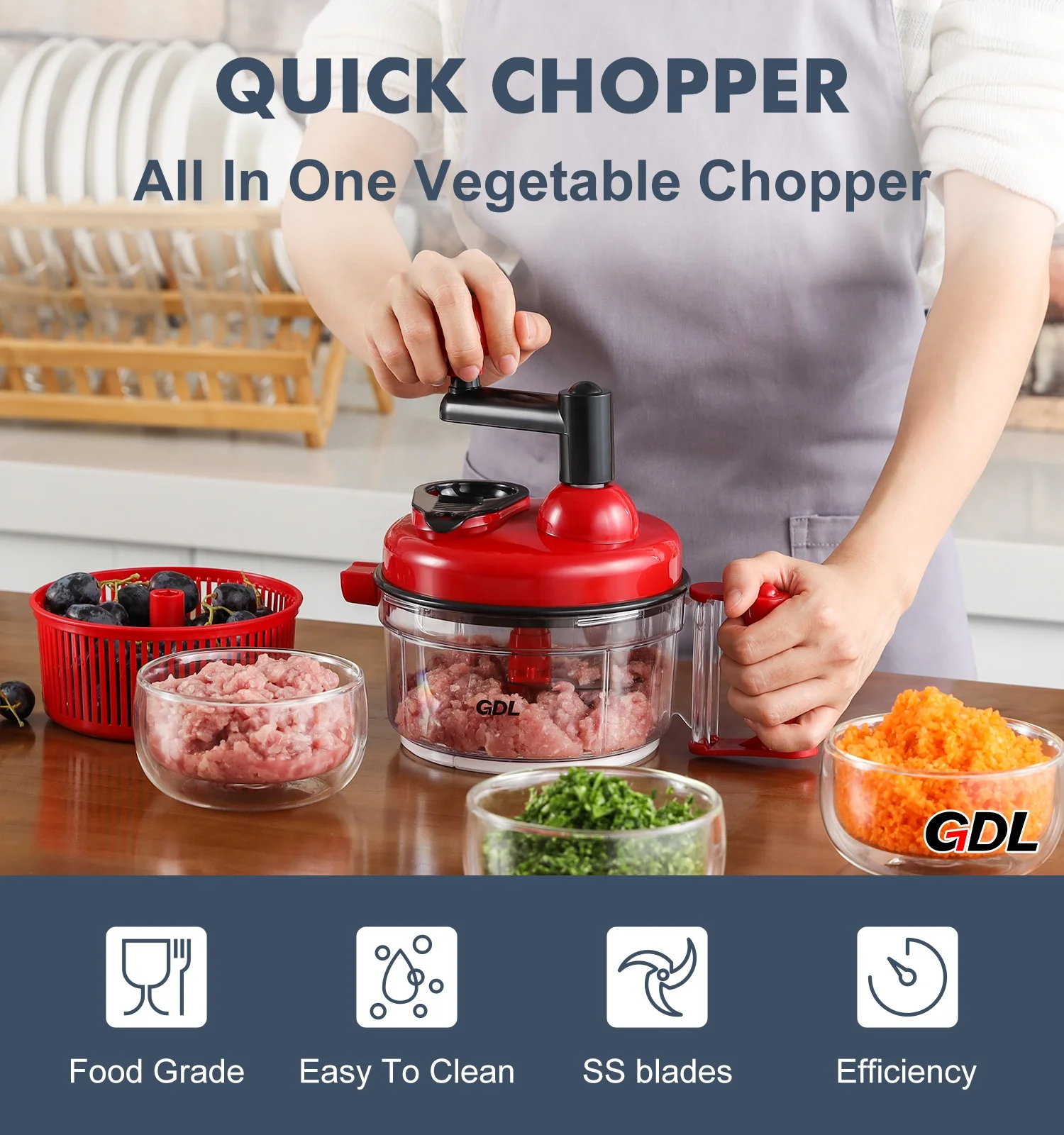 Hand Crank Food Processor Chopper GDL