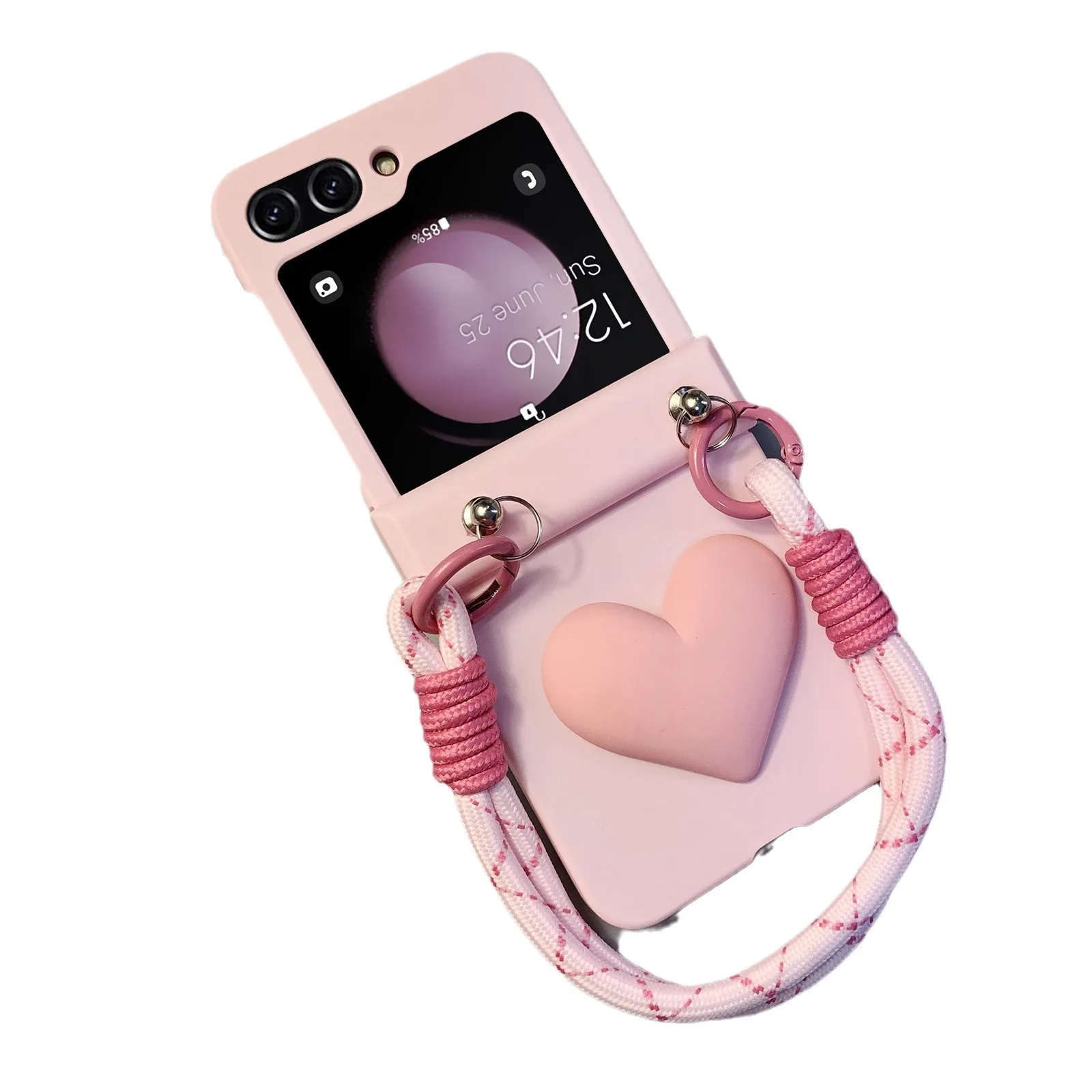 Cute & Sweet Full-body Anti-shock Heart-shaped Mobile Phone Case For Samsung Z Flip 3 4 5 6 Ins Style