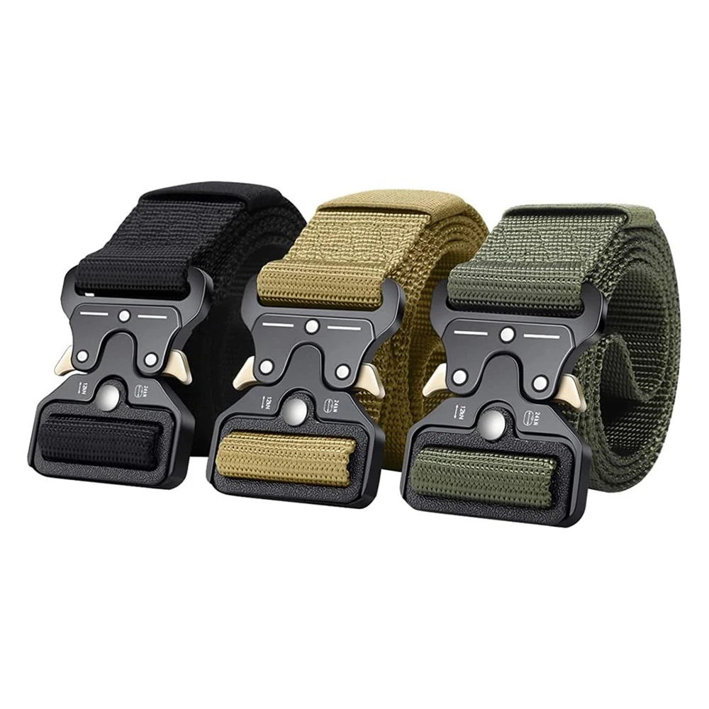 Wear-resistant Tactical Multifunctional Belt Webbing Riggers Web Belts Heavy Duty Quick-Release Metal Buckle Belt