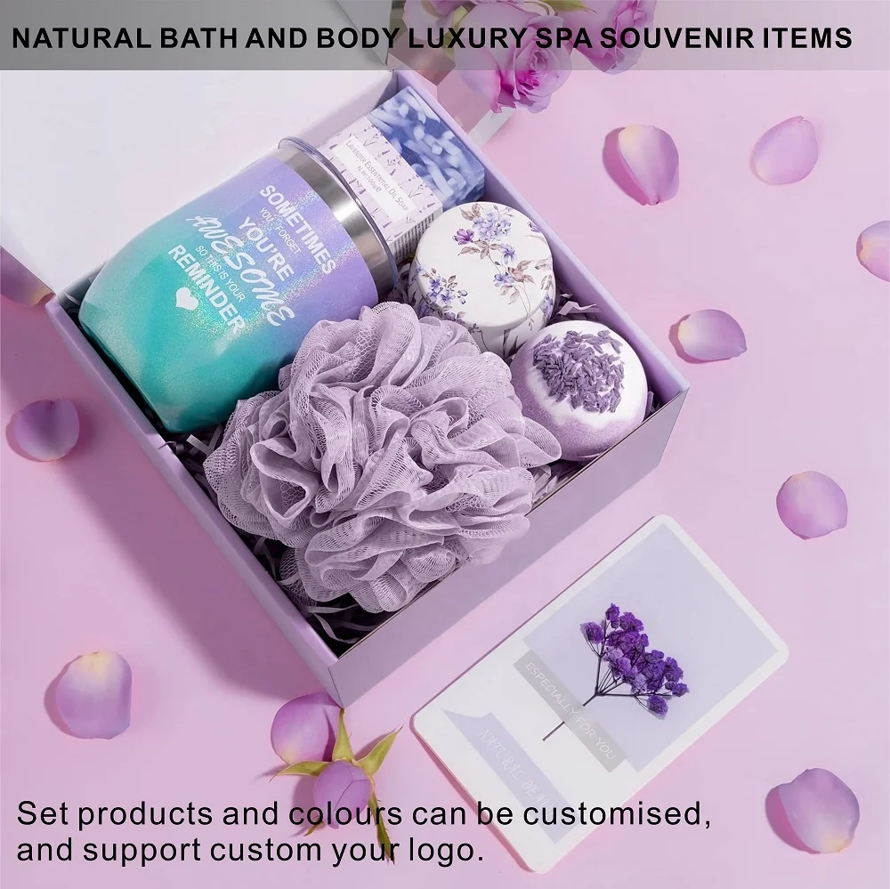 Individuelles Logo Damen-geschenkset In Box Natürliches Bad- Und Körperpflege-spa Souvenir-geschenkartikel Gute-besserung-geschenkset Für Frauen