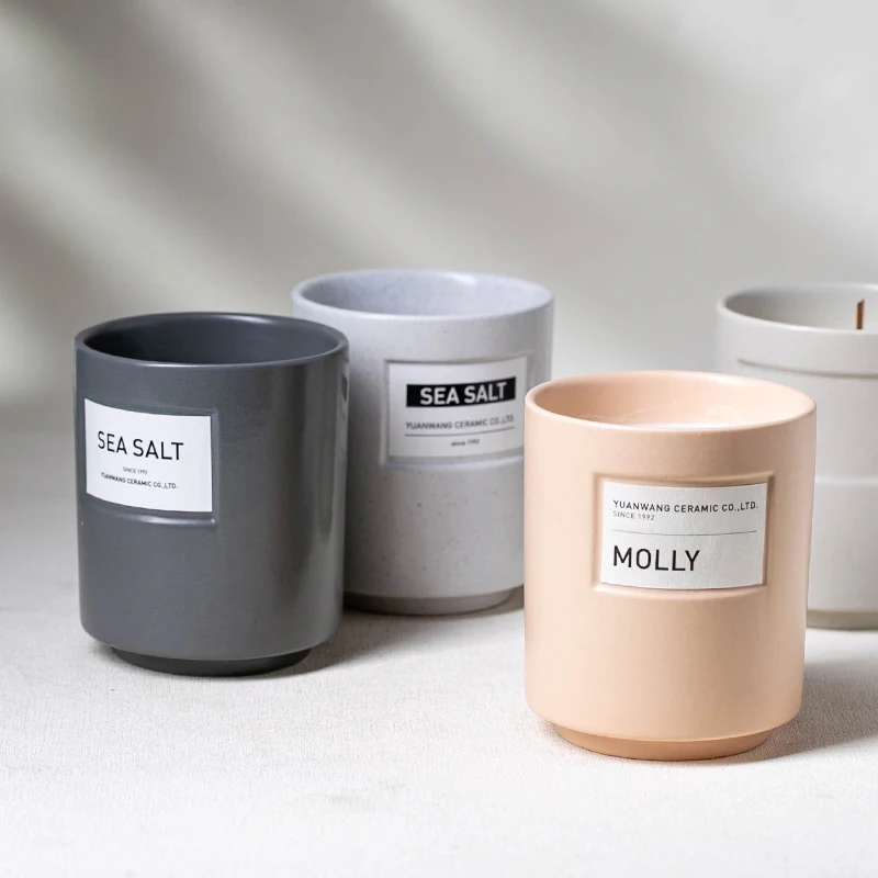 Custom Logo Exclusive Label Candle Container Vessels Empty Ceramic Jars for Candles Luxury Candle Jar Wholesale