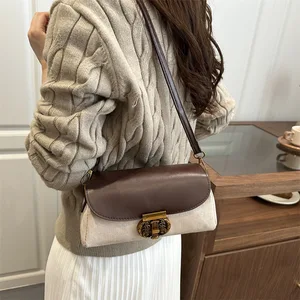 Fashionable Casual Women's Bag Versatile Small Square Crossbody Bag Retro Spring Summer New Sle Luxury Feel PU Leather