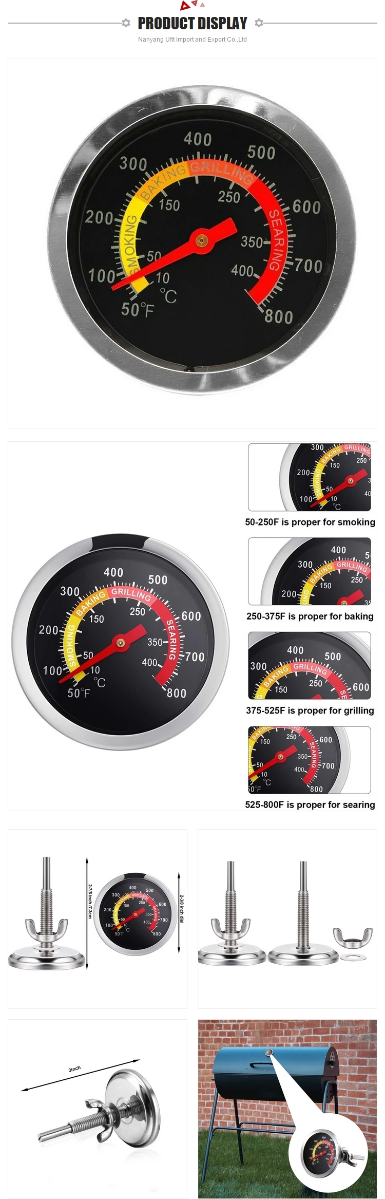 Temperature Gauge Grill Pit Thermometer For Barbecue Cooking Buy