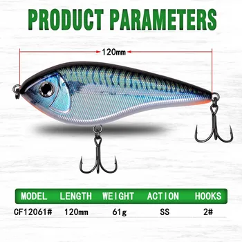 CHEERY Fishing Tackle Pike Live Bait Stainless Steel 12 cm 61 g Slow-Sinking Minnow Accepts Cross-Border E-Commerce – Minnow – view 3