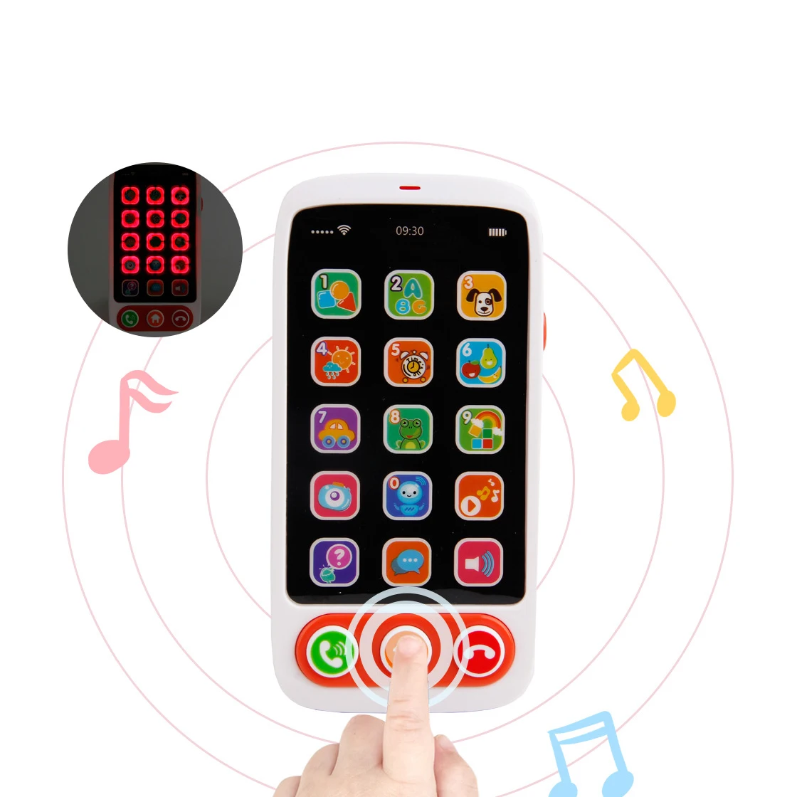 Mini Cartoon Electronic Simulation Touch Screen Phone Machine Educational Plastic Early Learning Toy for Toddlers Mobile Music