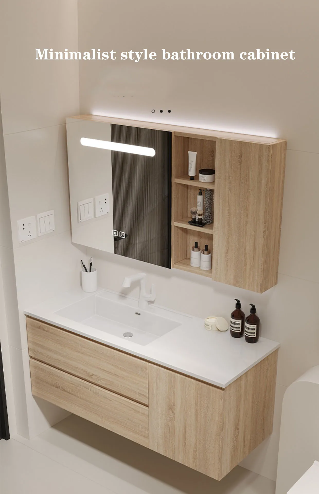 Modern Floating Bathroom Vanities With Sink And Mirrors Wood Bathroom