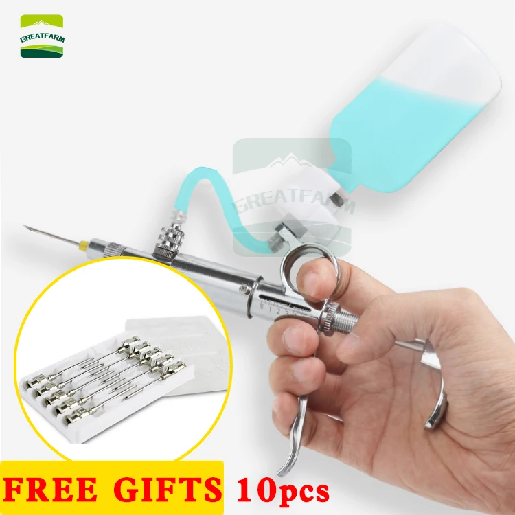 5 mL Stainless Steel Automatic Injector Syringe with Adjustable Feature Veterinary Equipment for Cattle for Retail Industries