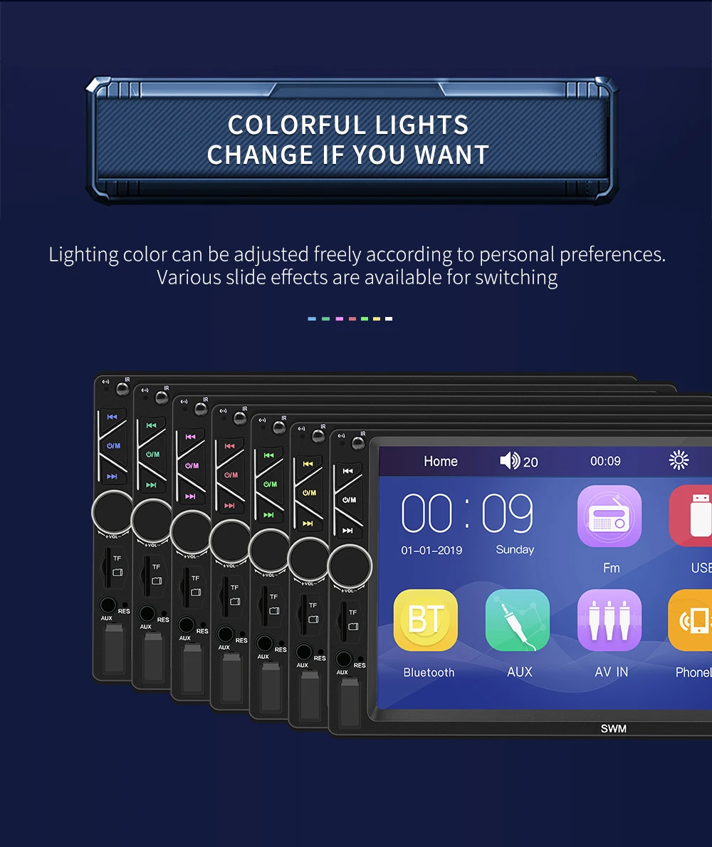 Bestree auto electronics USB charging 7 inch double din car stereo mp5 player auto stereo audio radio music player