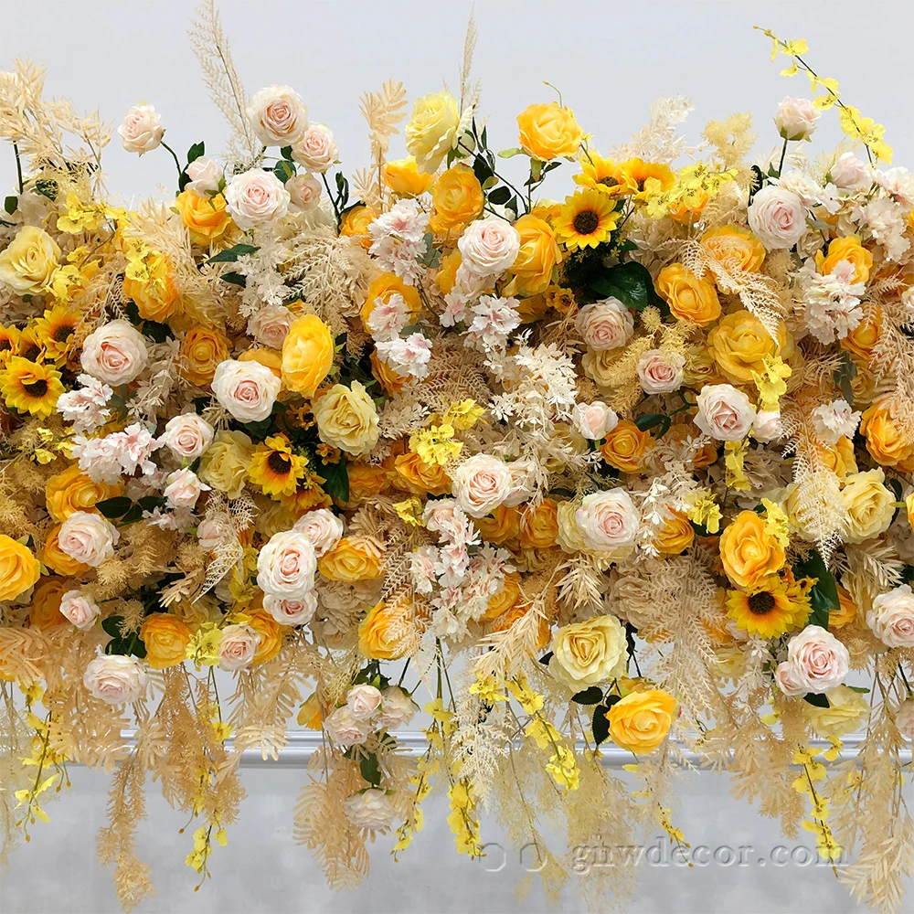 GNW романтические бледно-желтые розы Искусственные Свадебные украшения Превосходное качество шелковые декоративные розы фоновая стена